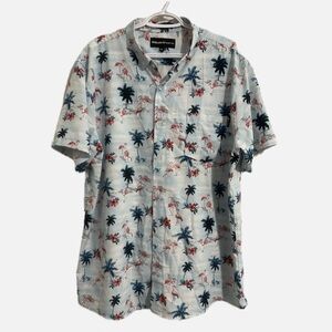 Molokai Light Blue Tropical Flamingo Print Shirt